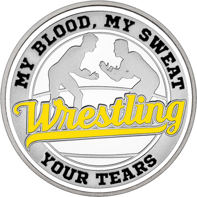 Yellow "Wrestling" with White Outer Circular Borders
